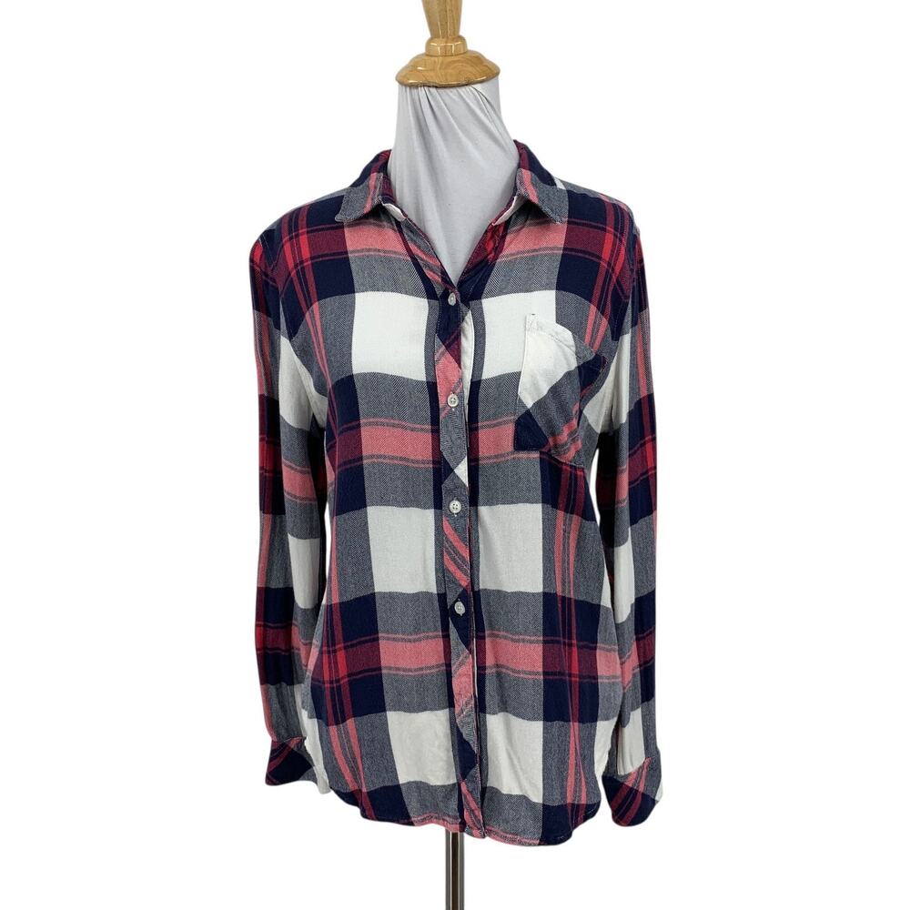 Rails Shirt Women S Small Indigo Blush Hunter Button Up Plaid Long Sleeve Pocket